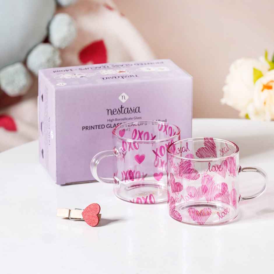 Nestasia Heart XO Glass Small Cup | 140 ml