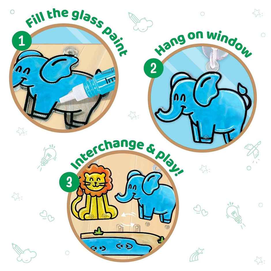 Imagimake DIY Window Art - Jungle Glass Painting Kit | Art & Craft Toy Gift for Kids (5+ Years)