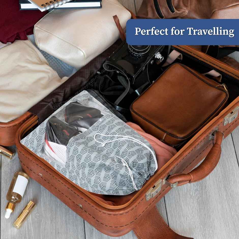 Homestrap Shoe Bag With Drawstring - Grey | Pack of 4