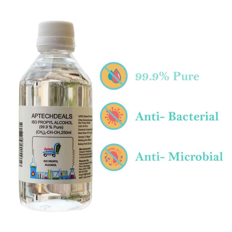 Aptechdeals Ipa Iso-Propyl Alcohol 99.9% [(Ch3)2-Ch-Oh] Cas: 67-63-0, 250Ml