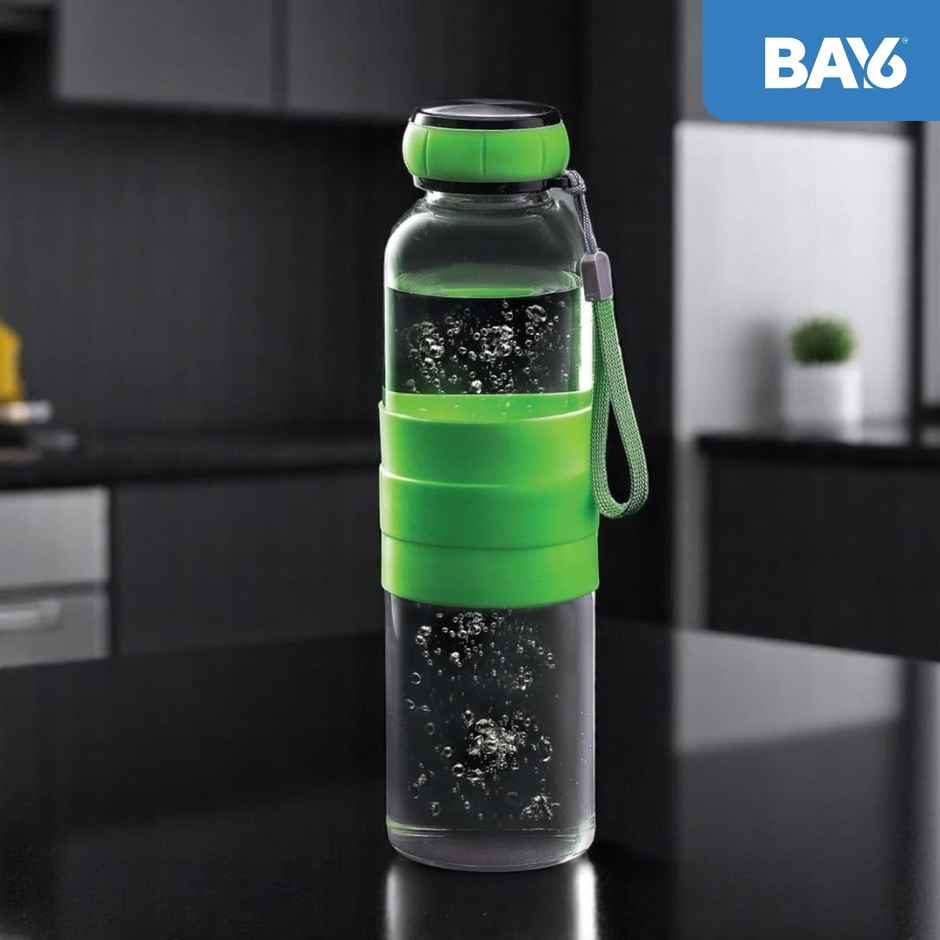 BAY6 Premium Imported Borosilicate Glass Bottle with Silicone Sleeves - 550 ml