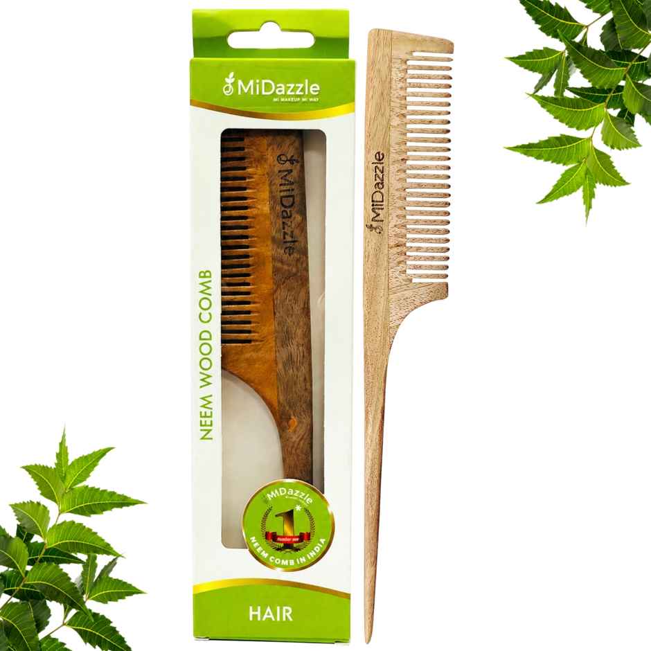 Midazzle Organic Kacchi Neem Wooden Tail Comb | MINC2107