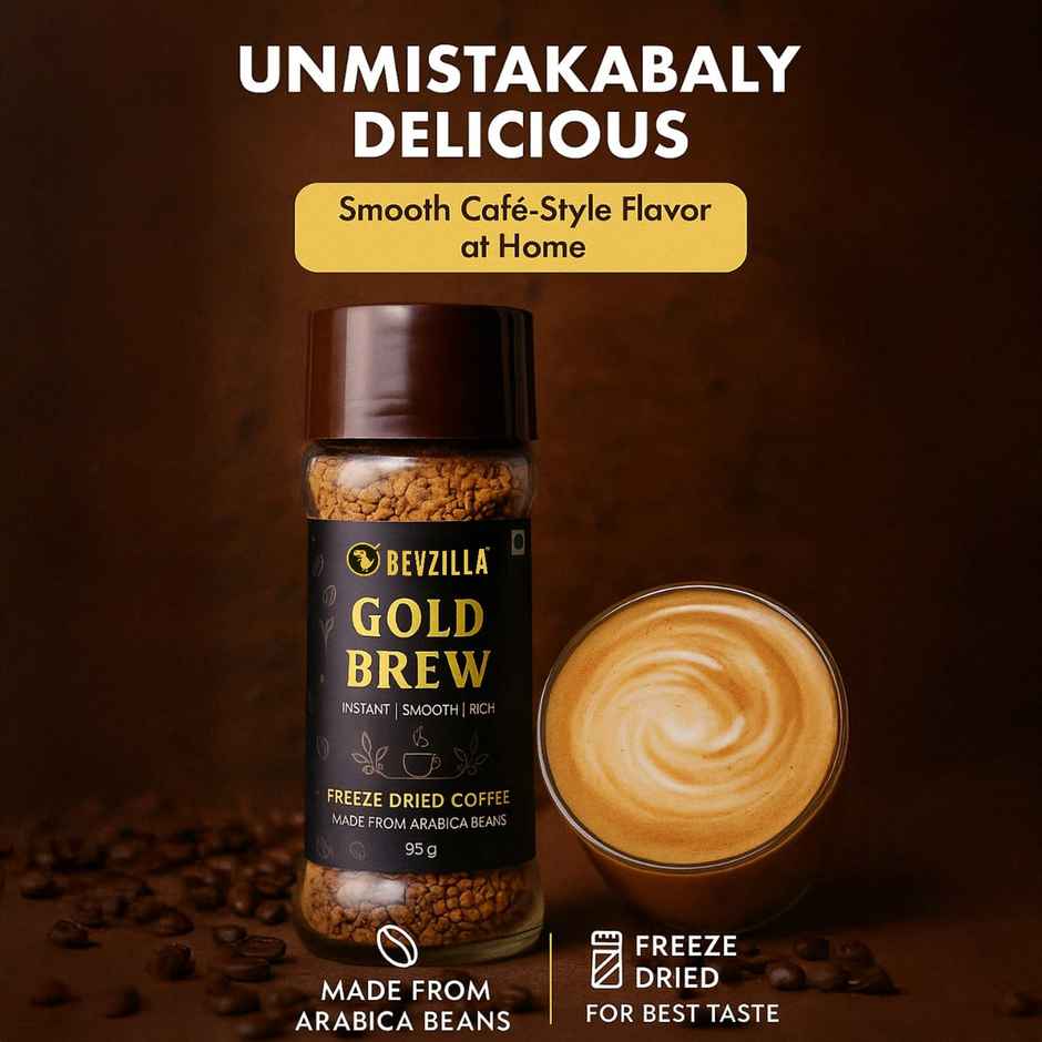 Bevzilla Gold Brew Freeze Dried Instant Smooth Rich Coffee Powder
