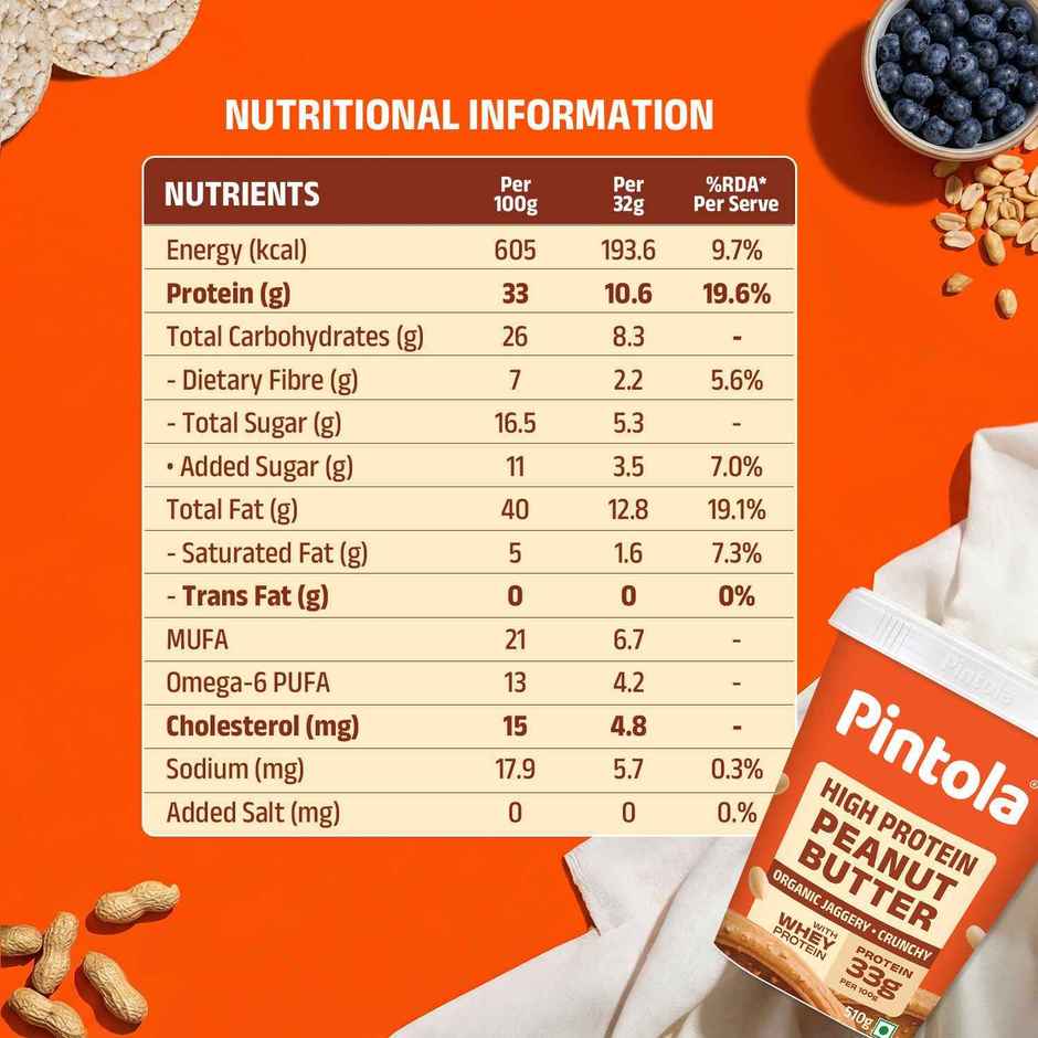 Pintola High Protein Organic Jaggery Peanut Butter Crunchy