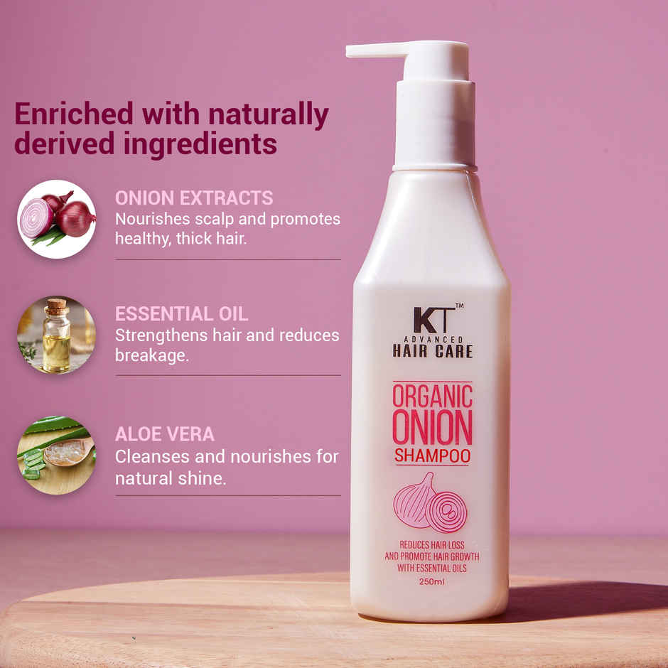KT Professional Organic Onion Shampoo | Hair Fall Control with Essential Oils & Aloe Vera