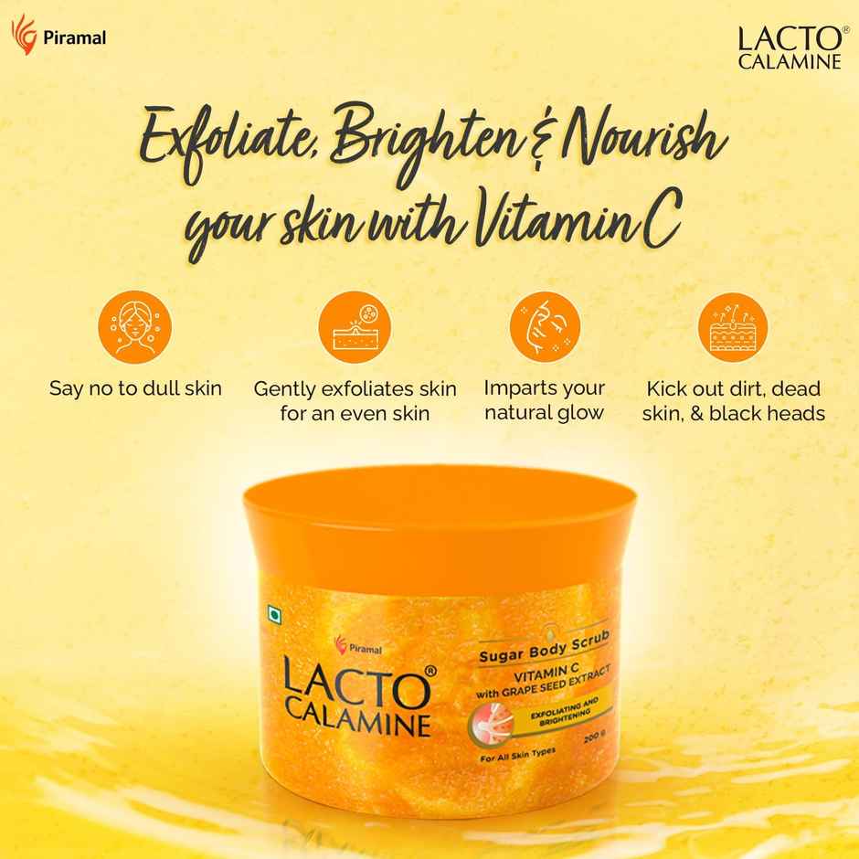 Lacto Calamine Vitamin C Sugar Body Scrub For Healthy & Glowing Clear Skin Vitamin C