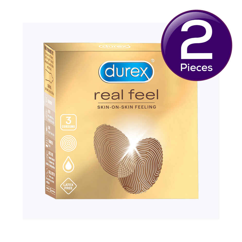 Durex Real Feel Condoms For Men For Real Skin On Skin Feeling Latex Free Combo