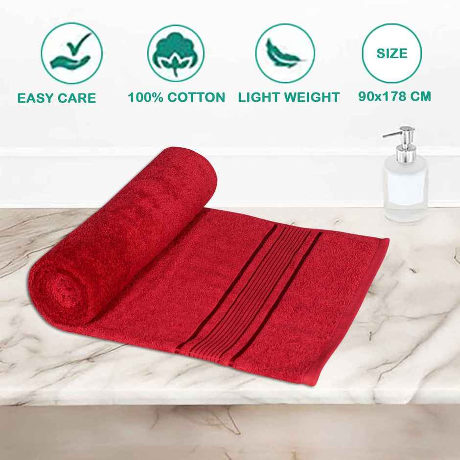 Dream Living Pure Cotton Bath Towel 400 Gsm | Maroon - 36 x 71 in