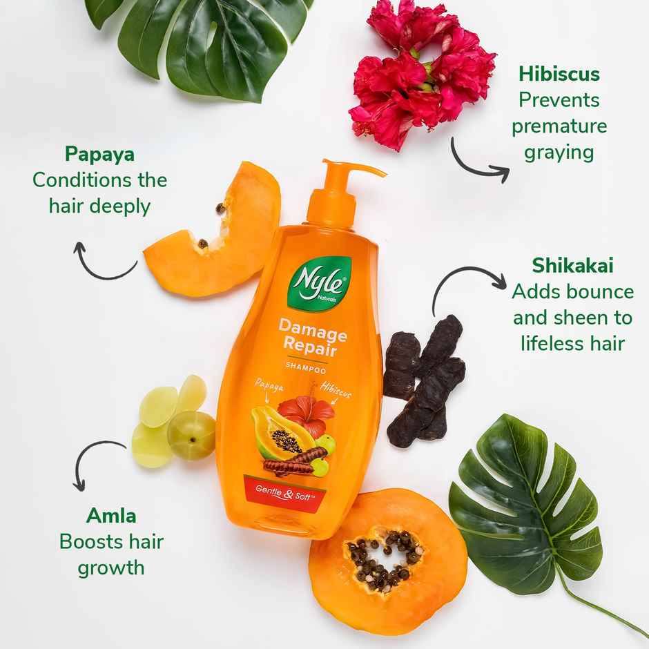 Nyle Naturals Damage Repair Shampoo With Goodness Of Papaya And Hibiscus