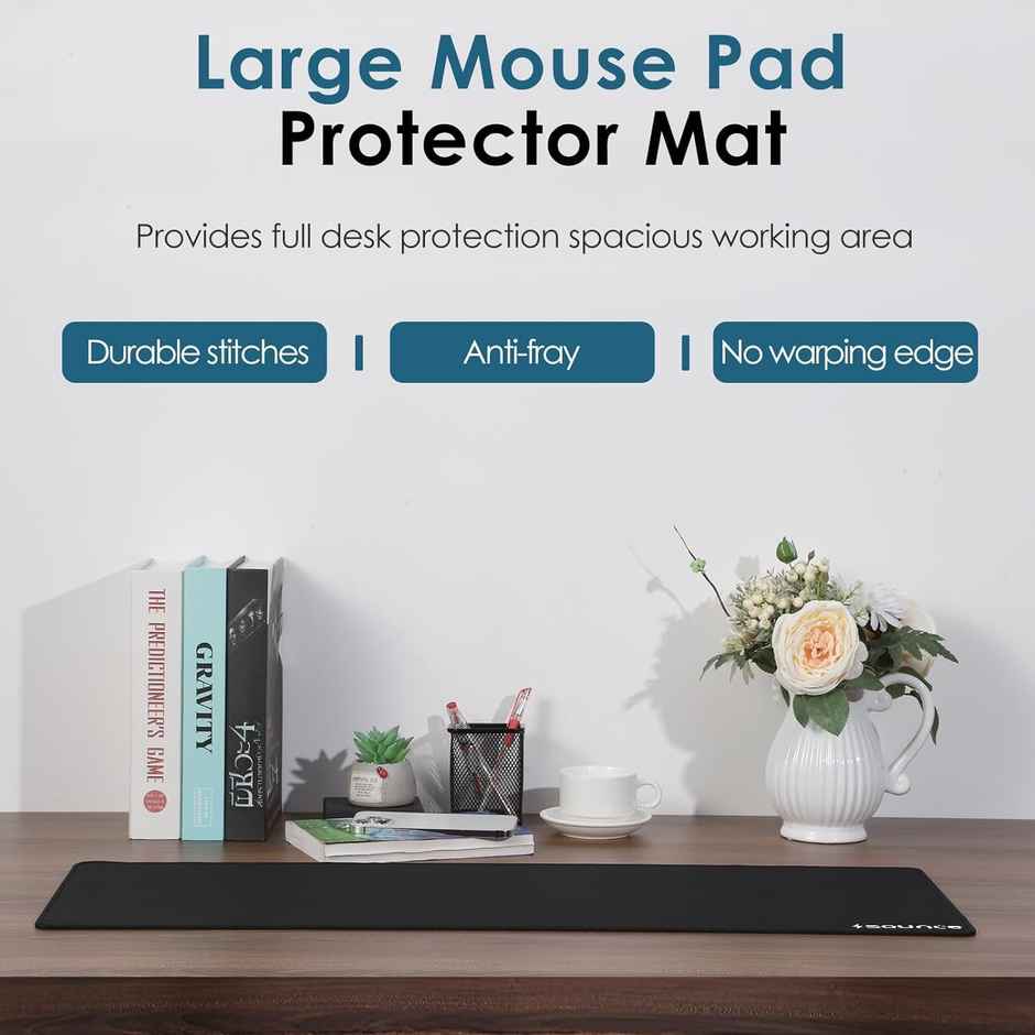 Sounce Anti-Slip Rubber Gaming Mouse Pad and Laptop Desk Mat with Smooth Control | Black