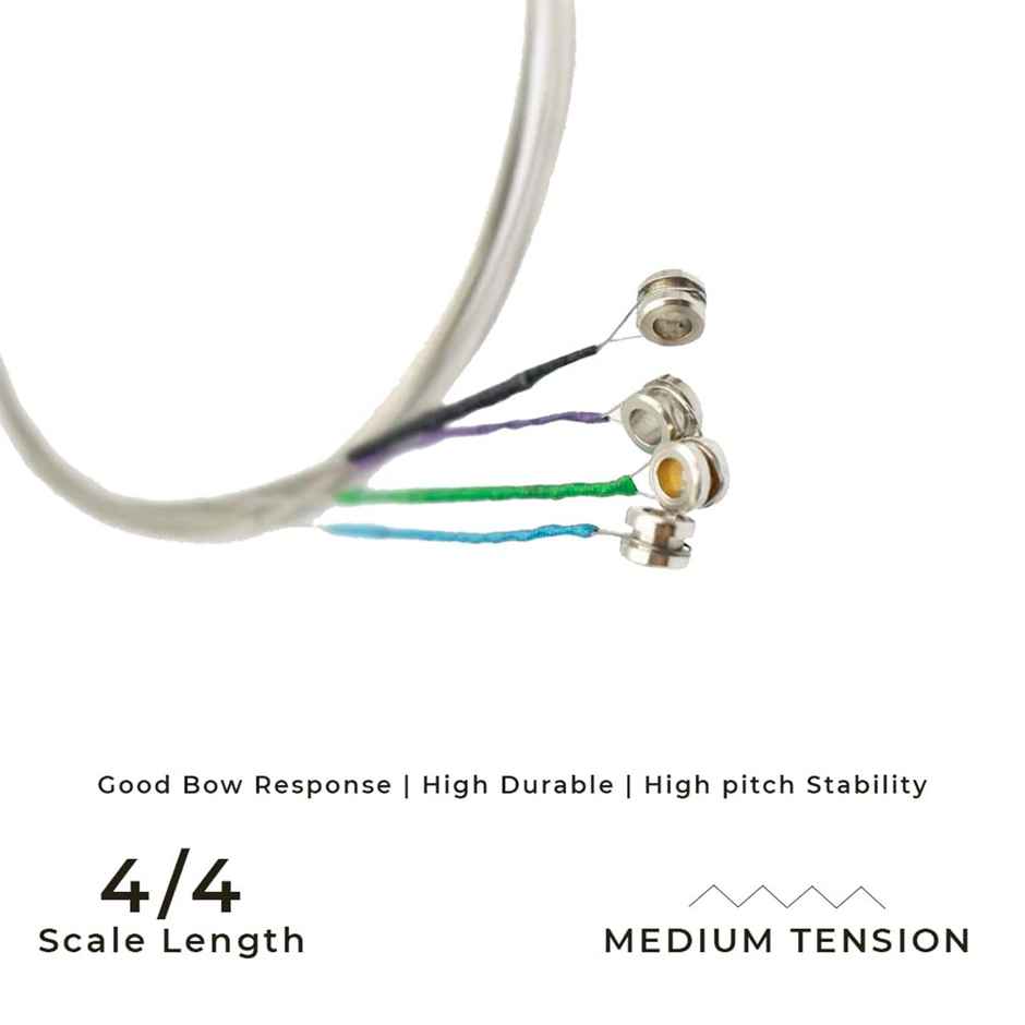 Kadence Violin String Set STR-V01 - Solid Steel Core for 1/4-4/4 Violins | Warm Tone