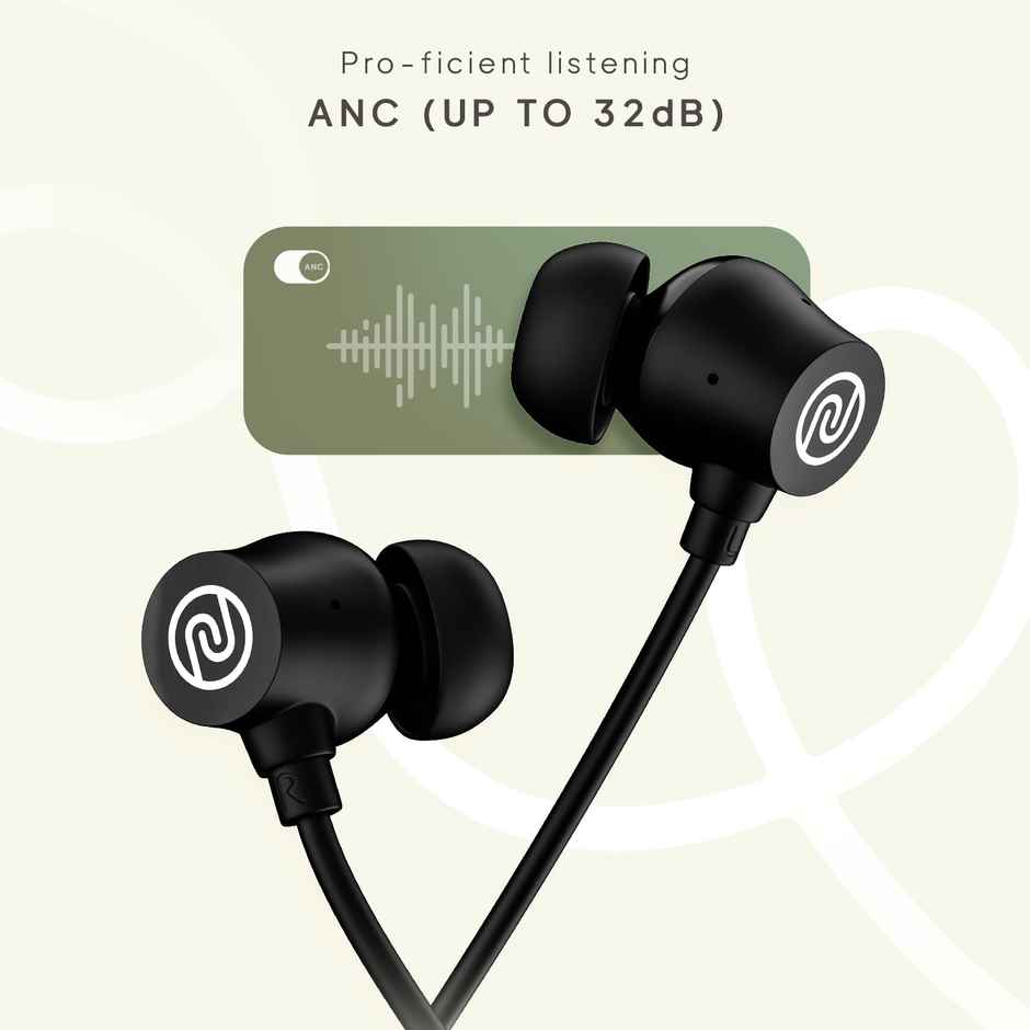 Noise Airwave Pro Bluetooth Wireless Neckband Earphones with Mic - Matte Black