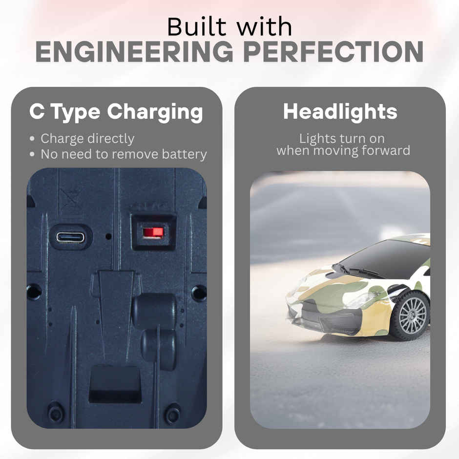 Race N Roll 1:24 Rechargeable Hi Speed Mini Remote Control Car - Lam Military