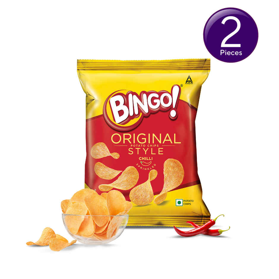 Bingo! Original Style Chilli Sprinkled - Flat Cut Spicy Potato Chips Pack for Snacks Combo