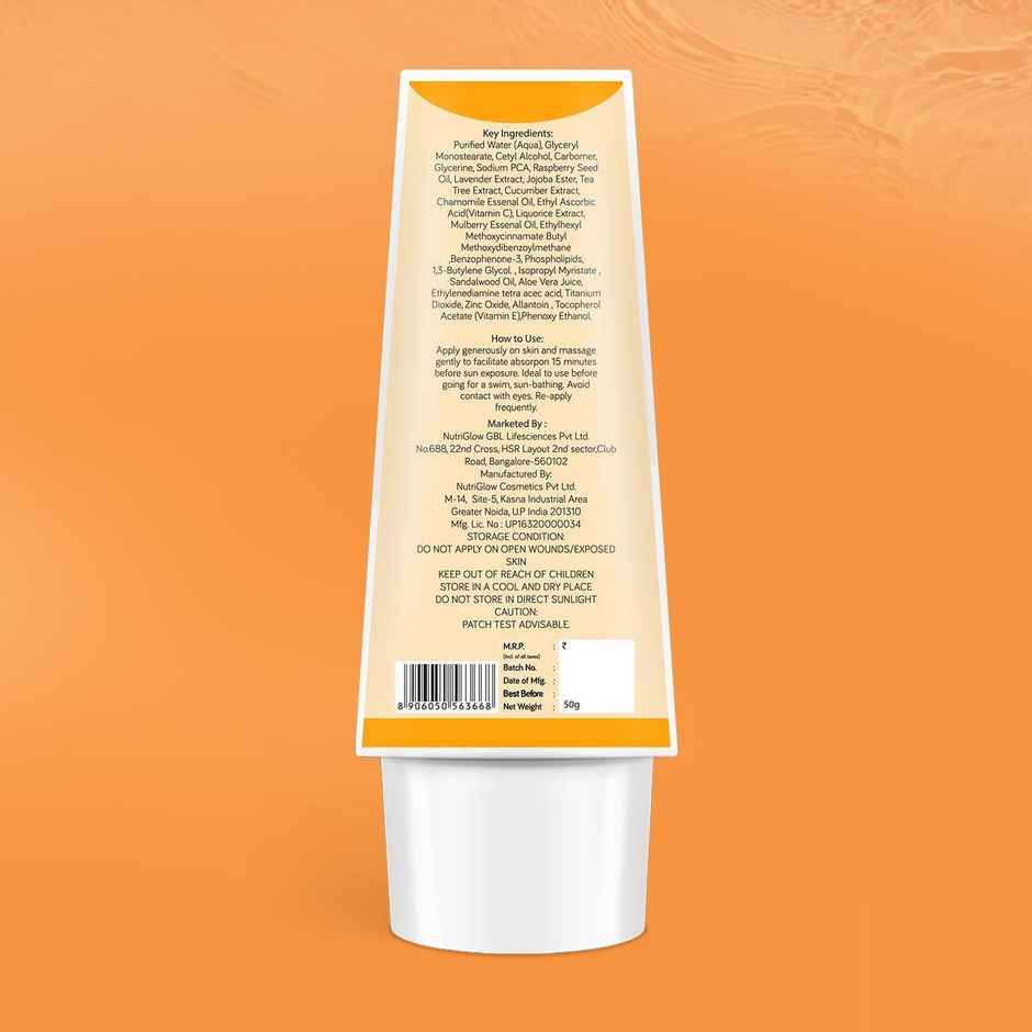 NutriGlow Advanced Organics Sunscreen - SPF 50 PA++++ Vitamin C Mattifying Sunscreen
