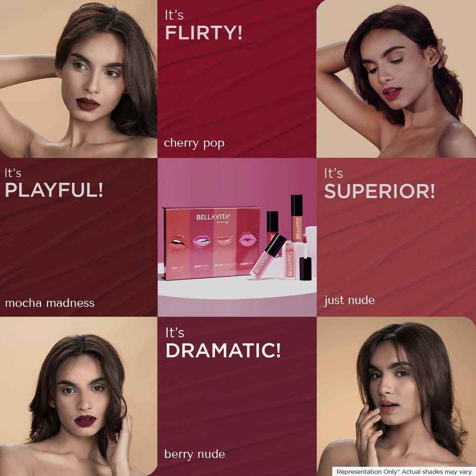 Bella Vita Mini Kiss Proof Liquid Lipsticks Set of 4 Gift Box