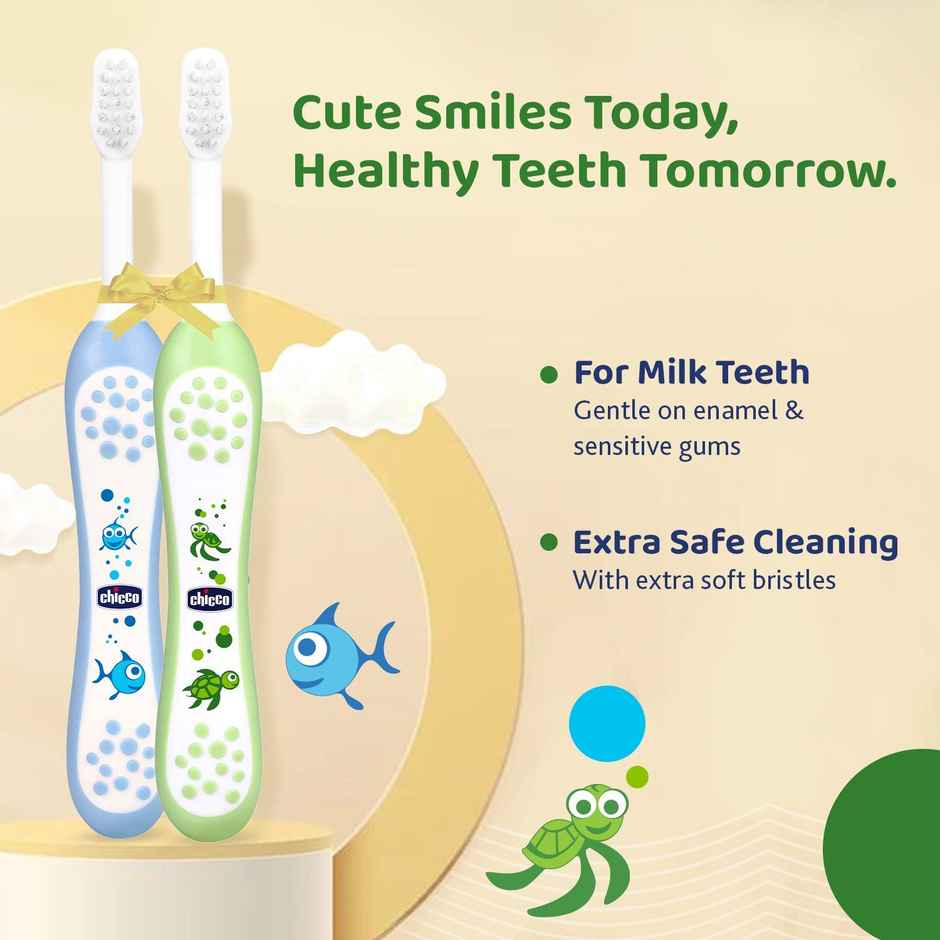 Chicco Toothbrush Set Blue+Green 6M-36M