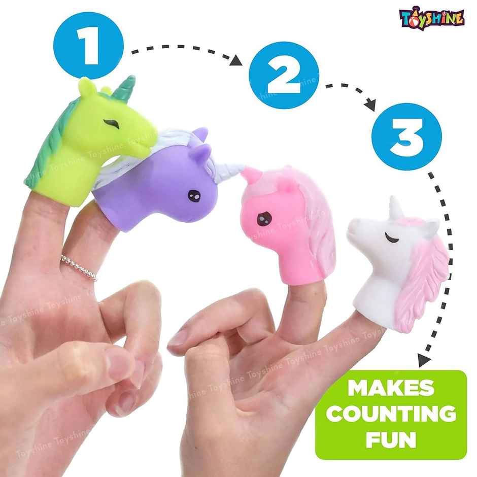 Toyshine 5 Pc Cute Unicorn Interactive Storytelling Safe & Non-Toxic Baby Finger Puppet Toy Set