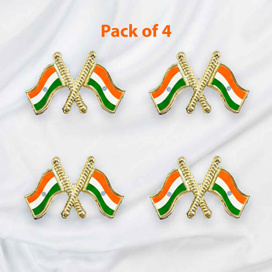 Indian National Flag Badge Set | Tricolor Pin | Pack of 4 | Picfest