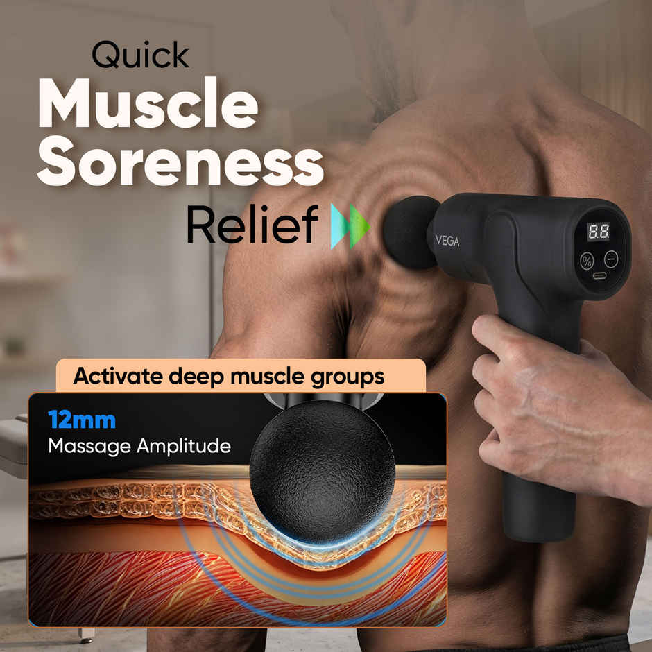 Vega Hand Massage Gun With Muscle Ease Therapy for Body Pain Relief With Touch Display - Vhmg-01