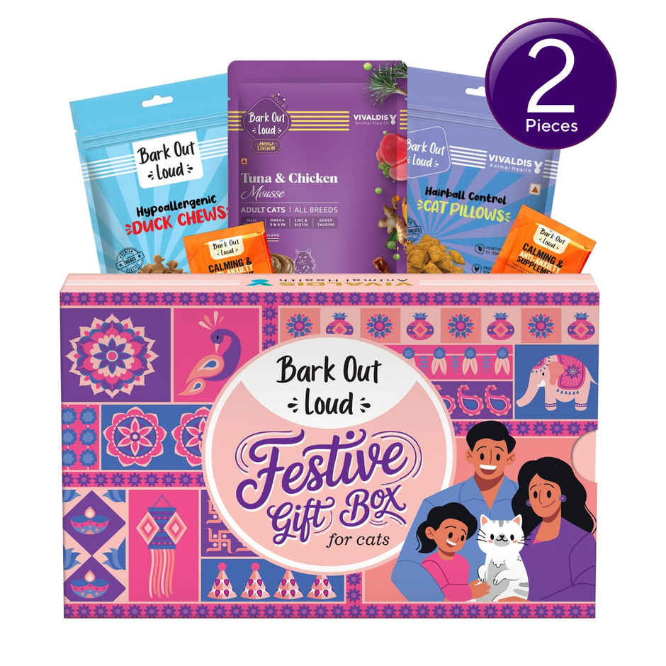 Bark Out Loud Festive Cat Gift Box Combo