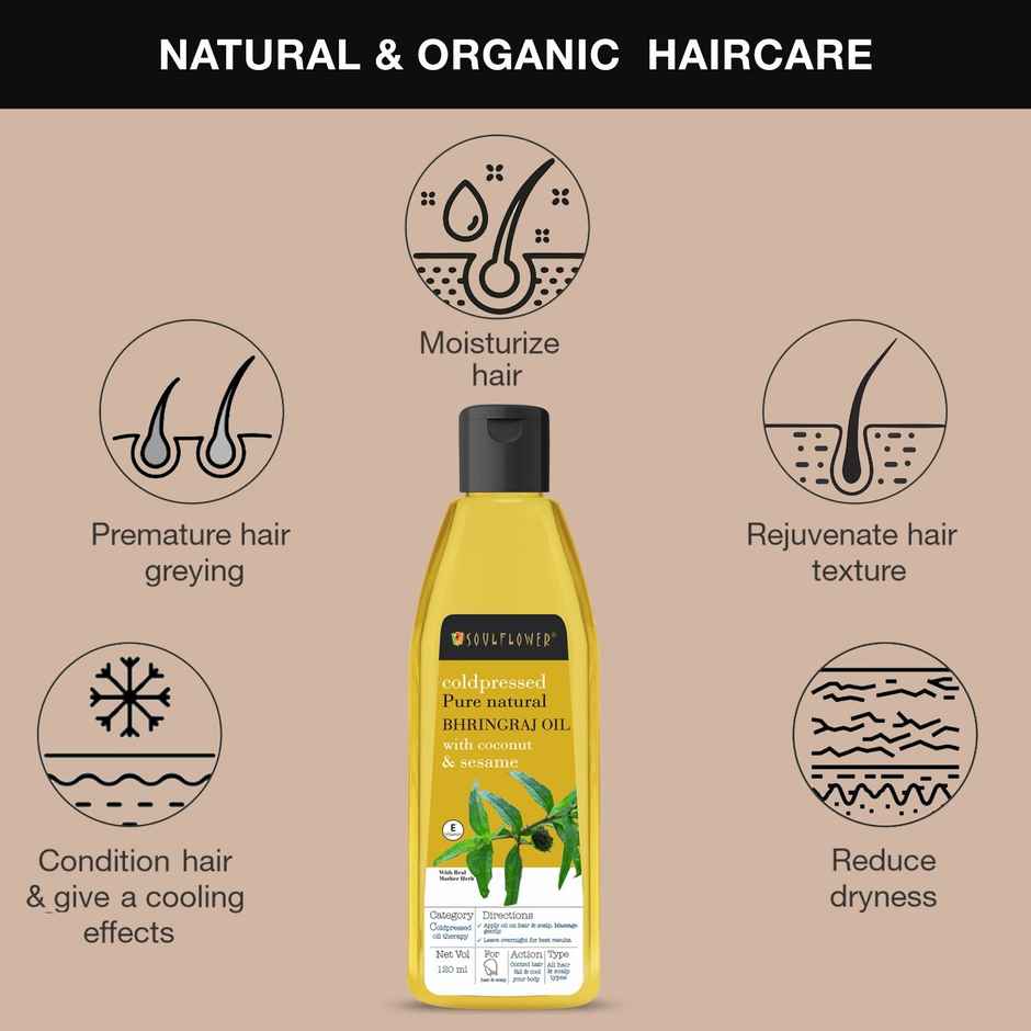 Soulflower Natural Bhringraj Oil with Coconut And Sesame
