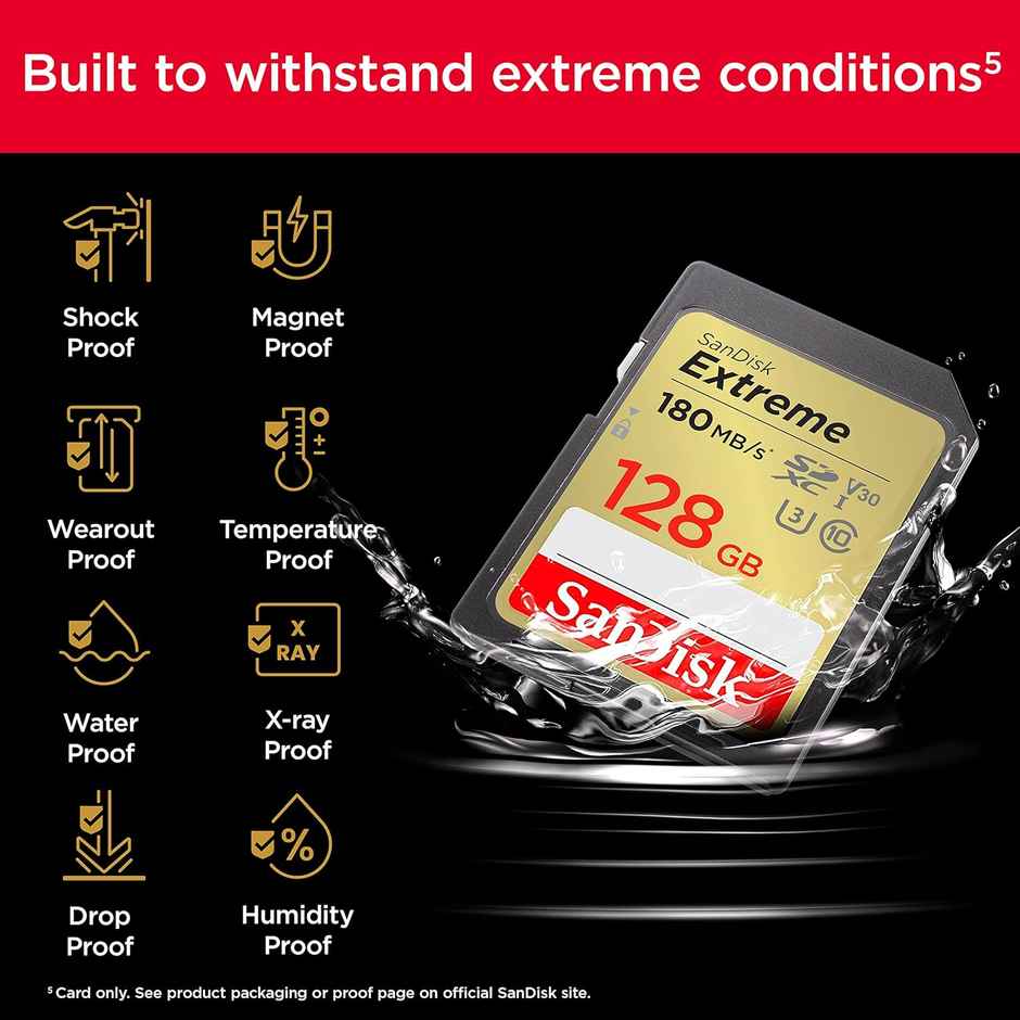 Sandisk Extreme Sd Uhs I 128Gb Card For 4K Video,180Mb/S Read & 90Mb/S Write