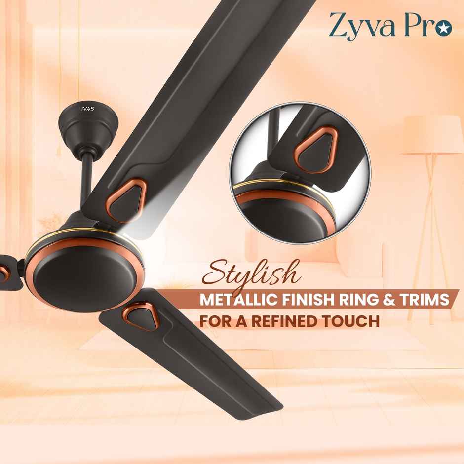 Ivas Zyva Pro Ceiling Fan, 1200mm, 400 RPM, Star Rated, Smoky Brown