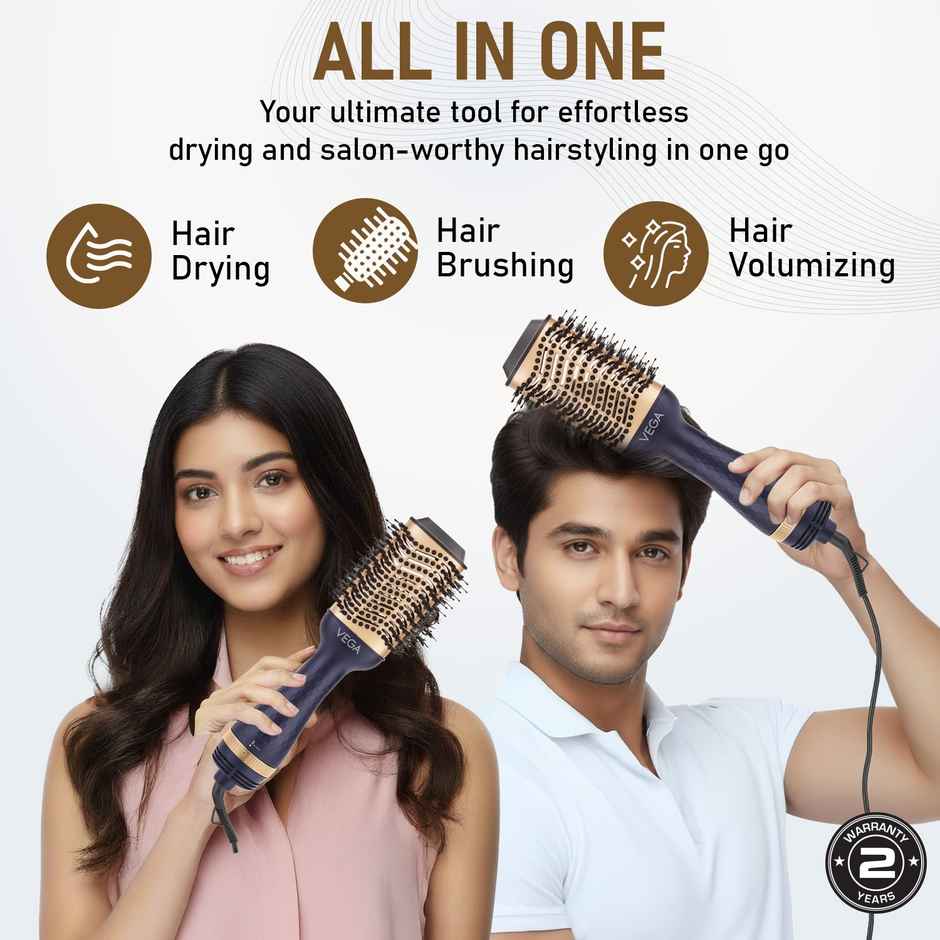 Vega Pro Volumizer Hair Blow Dryer Brush with 3 Heat/2 Speed Settings, (1200W, VHSD-02)