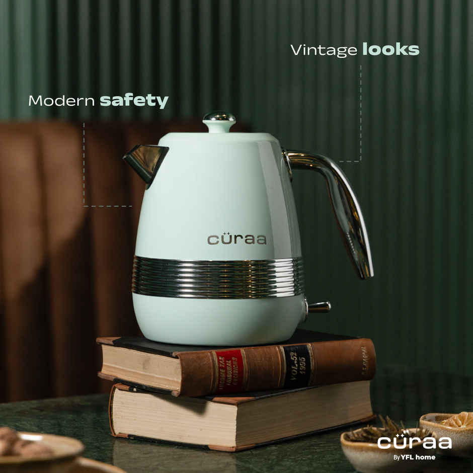 Curaa Retro Electric Kettle 1.8 L | 2000 W Kettle For Hot Water | Detachable Lid | Cool-Touch Handle