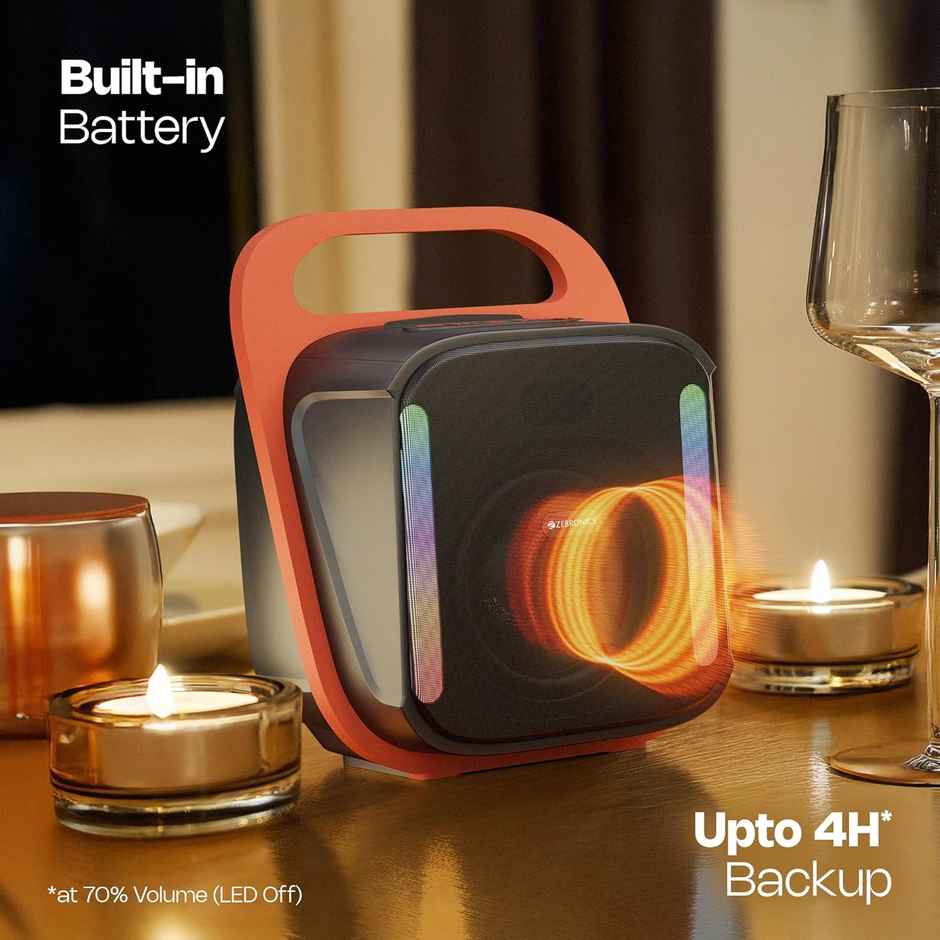 Zebronics Sound Feast 110 14W Bt Speaker, 10.16Cm Driver, Usb/Msd/Aux, Splash-Proof, Rgb, Mic