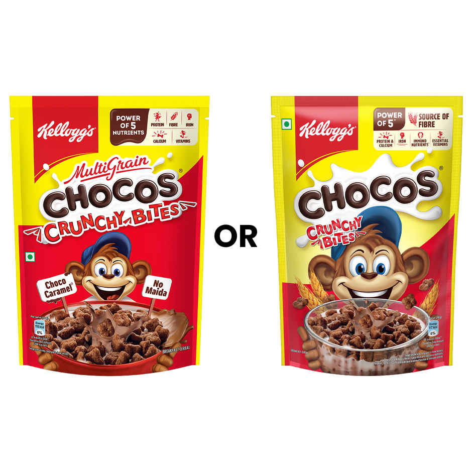 Kellogg's Multigrain Chocos Crunchy Bites | Source of Calcium & Fibre, High in Protein