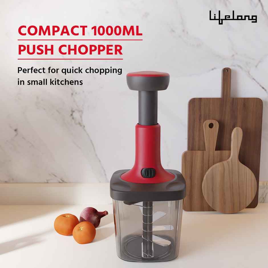 Lifelong Push Chopper 1000 ml | Multi-Purpose Vegetable Chopper