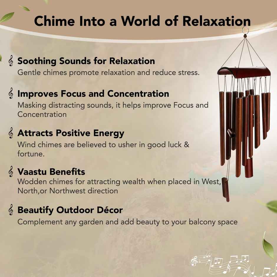 Ekhasa Positive Energy Bamboo Wind Chimes For Home, Balcony, Outdoor, Garden Decoration