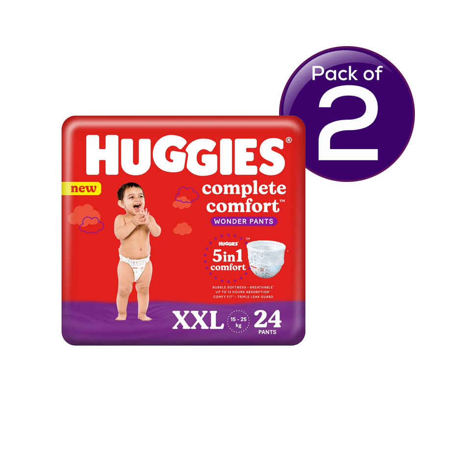 Huggies Complete Comfort Wonder Baby Diapers | Pant Style | 2XL | 24 pcs Combo