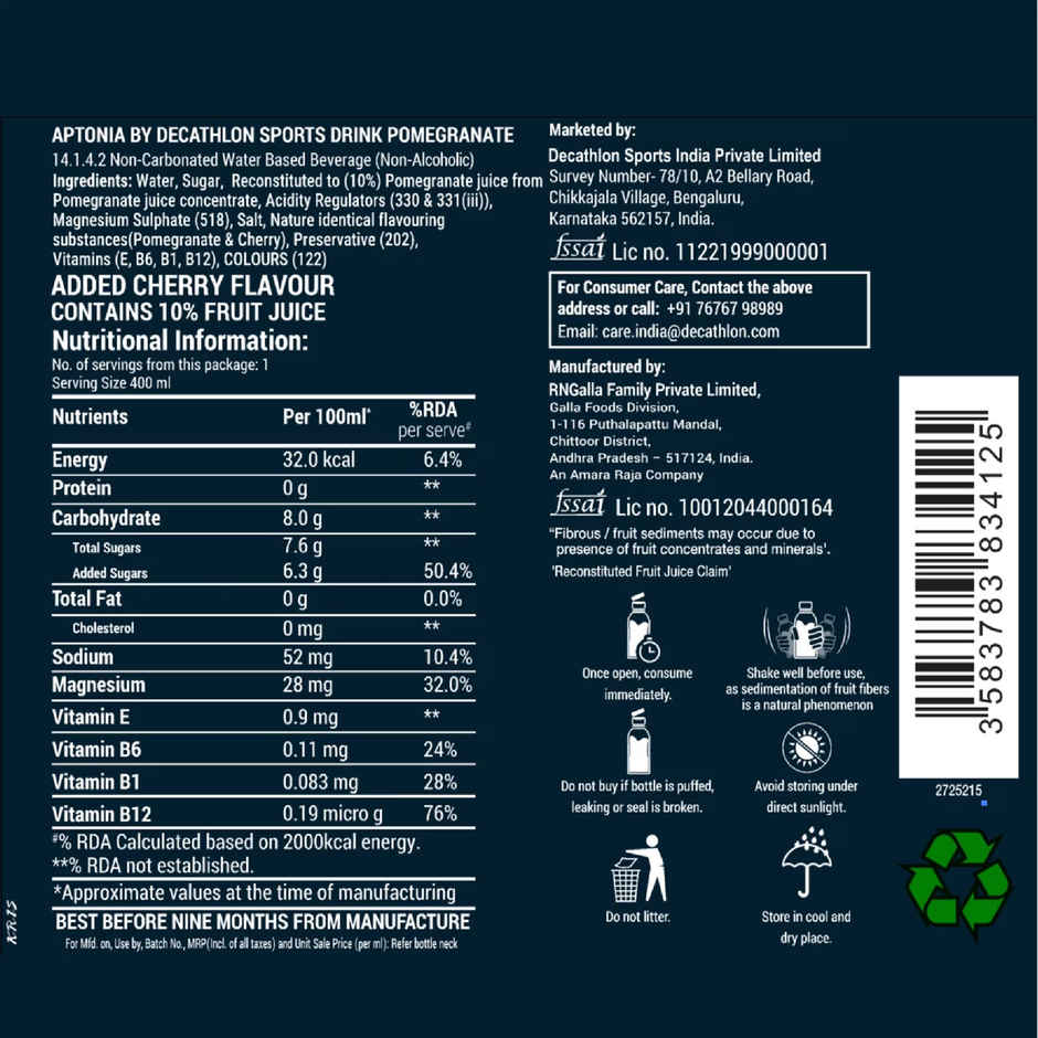 Decathlon Pom Cherry Energy Drink