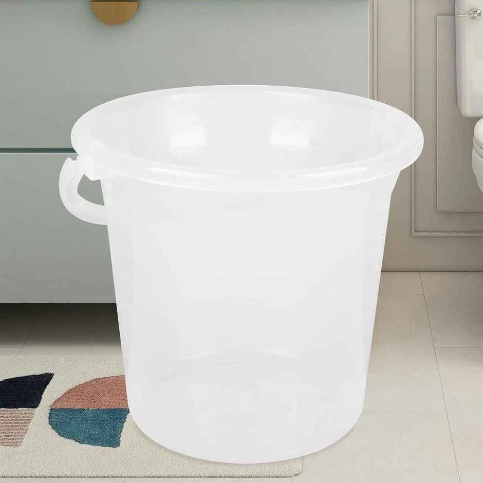 Kuber Industries Bucket-Stool-Mug Plastic Bathroom Combo Set|Set of 3|Transparent