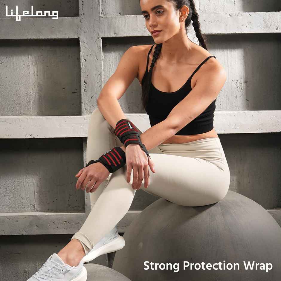Lifelong Wrist Supporter Gym Workout Band | Red and Black