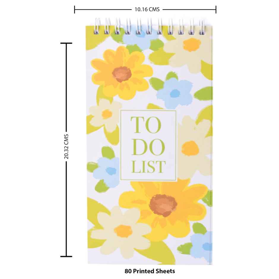Papboo To-Do List With 80 Planing Pages 4*8 Inches, 70 Gsm Paper - Floral