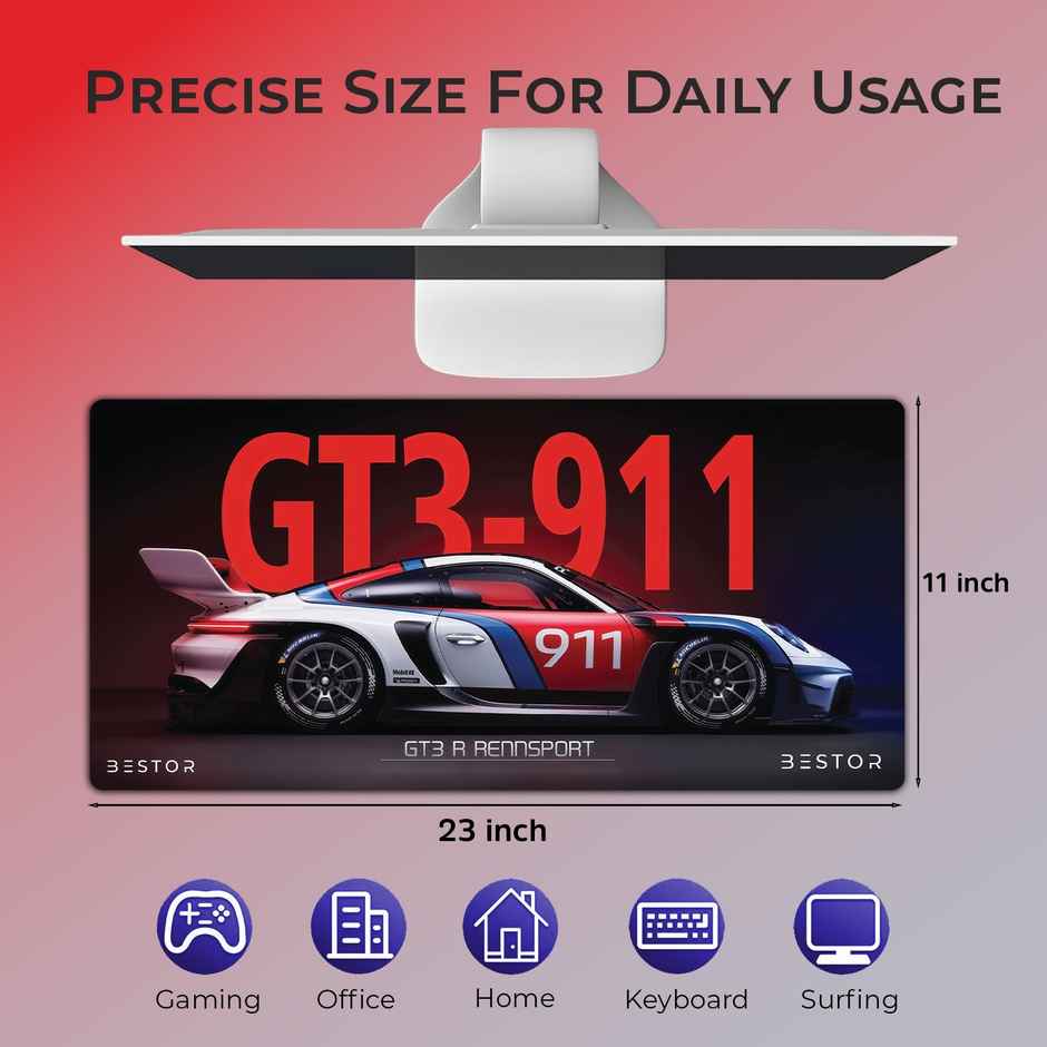 Bestor Car Racing Printed Gaming Mouse Pad | Non Slip Base