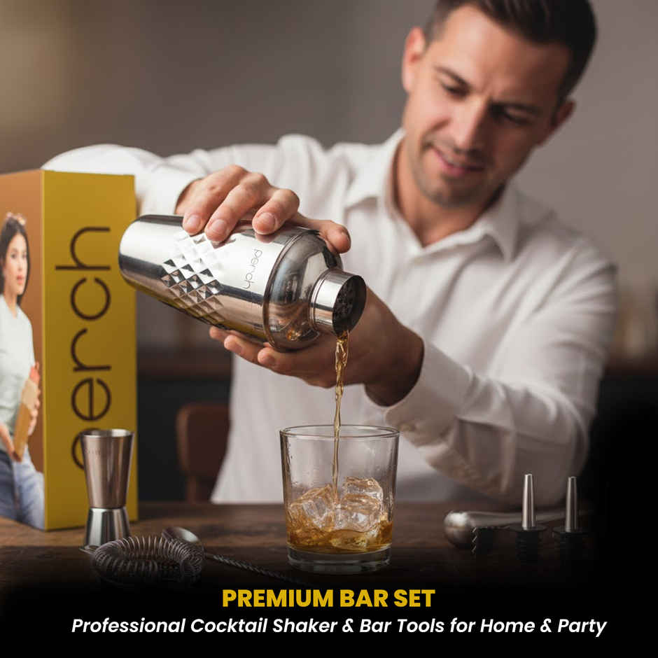 Perch Craft Bartender Kit | 750ml Belly Shaker | Stainless Steel | Silver
