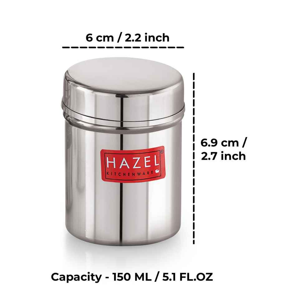 HAZEL Stainless Steel Container | Kitchen Air Tight Storage Dabba Containers | Set of 6 - 150 ml