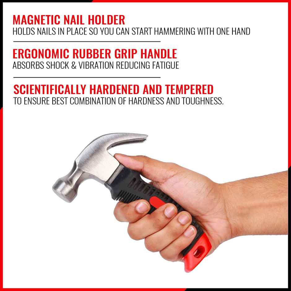 Spartan Mini Claw Hammer | Carbon Steel Head | Stubby Grip Handle | DIY Emergency Use