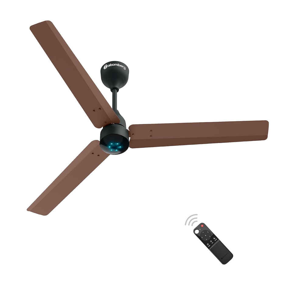 Atomberg Renesa BLDC Ceiling Fan,1200mm,Remote Control,BEE 5 Star,LED Indicators,Brown & Black