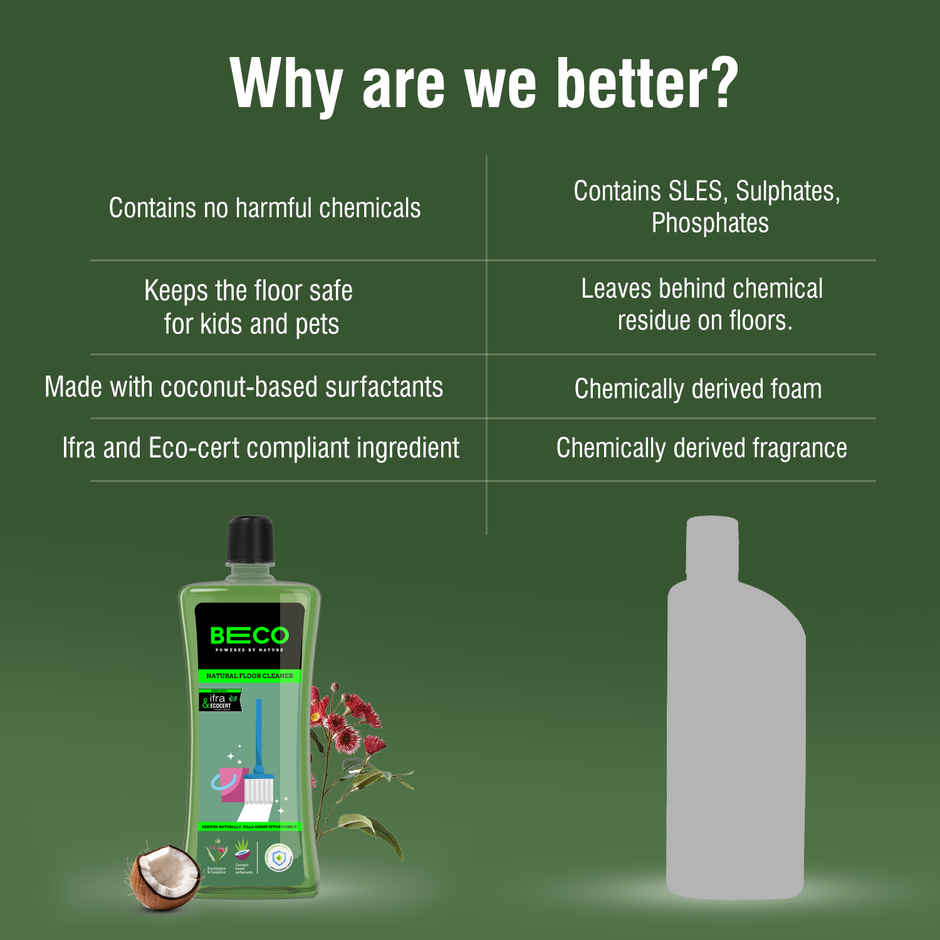 BECO Natural Floor Cleaner Eucalyptus 1L- Kills 100% Germs