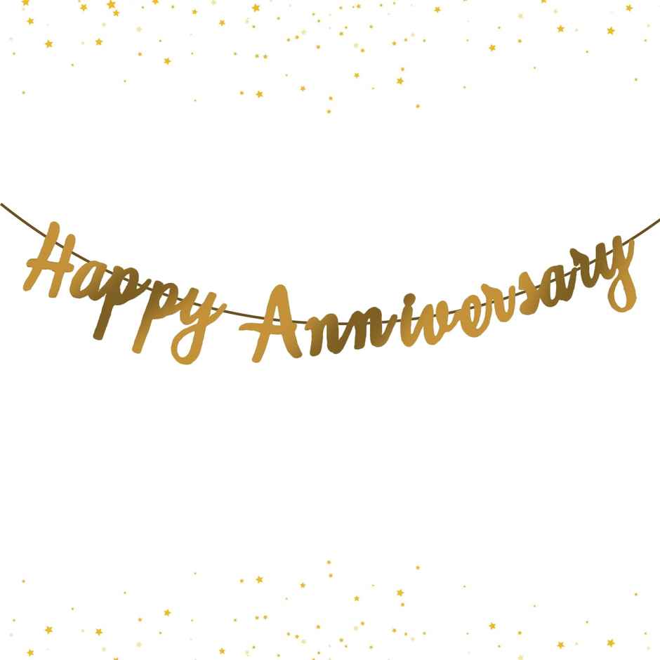 Party Propz Happy Anniversary Foil Banner Golden