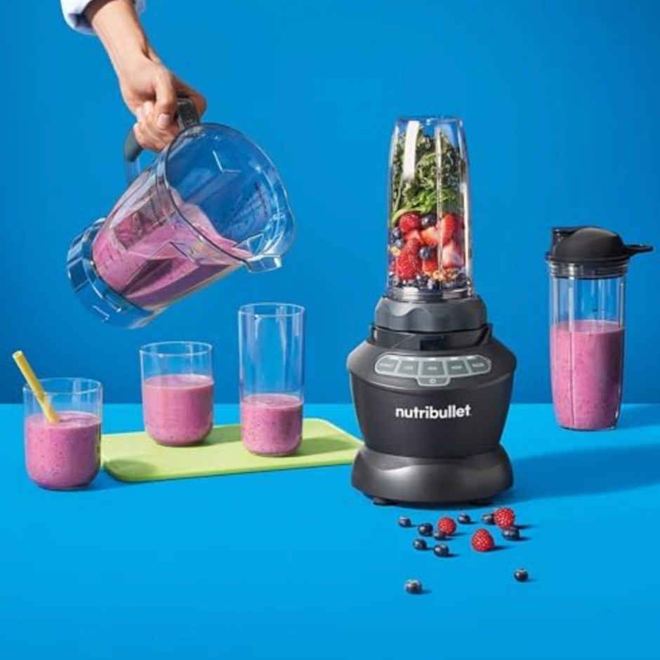 Nutribullet Combo Mixer Grinder/Smoothie Maker | 1000W | 2 Jars | 1.6L Pitcher & Tamper - Dark Grey
