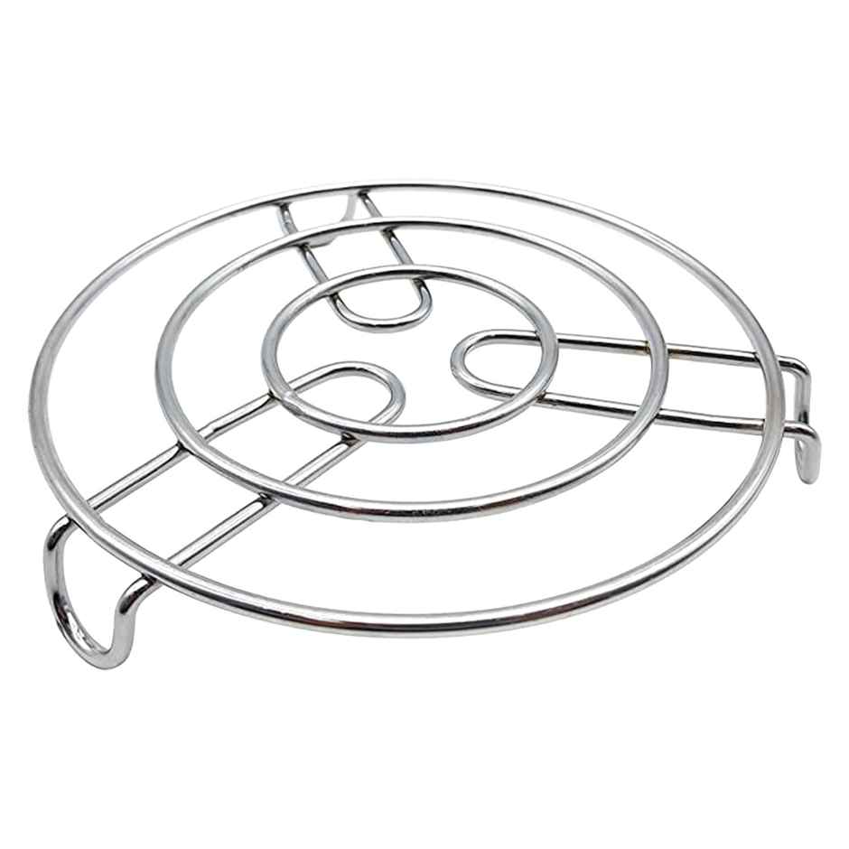 Kuber Industries Stainless Steel Iron Stand | Round Steamer Rack | Silver