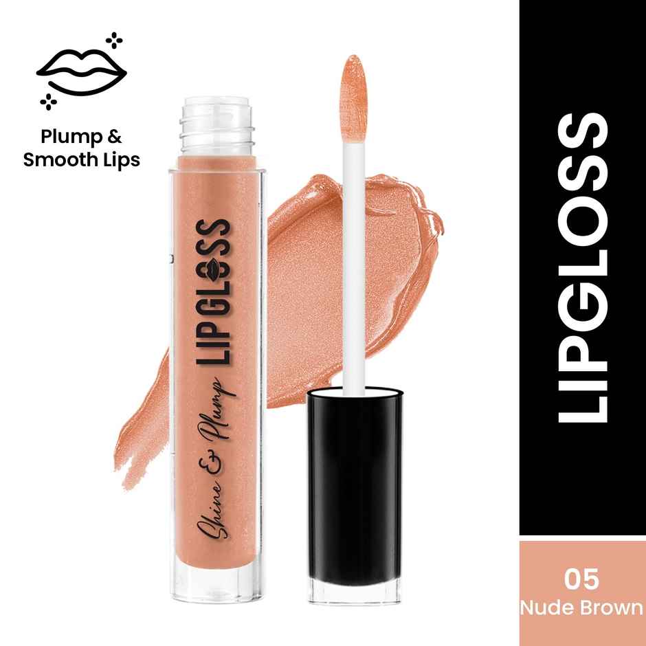 Swiss Beauty Shine & Plump Lip Gloss | 5 Nude Brown