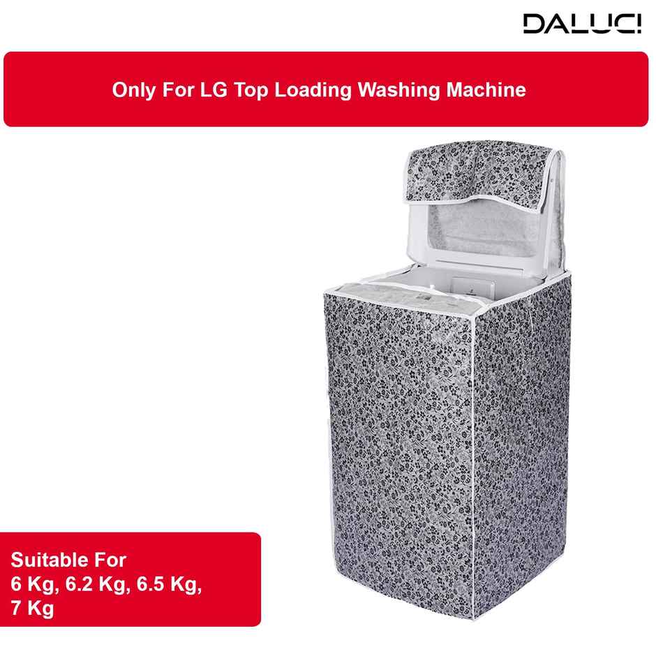 Daluci Washing Machine Cover For Lg Top Load - 6-7 kg | Black and Grey | 56 x 56 x 85 cm